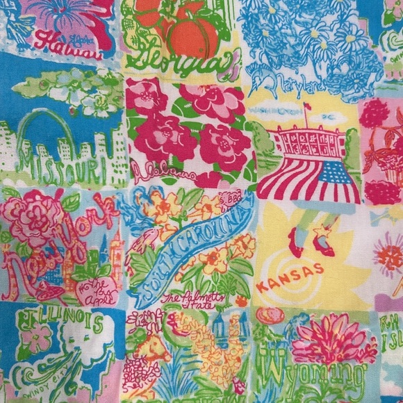 Lilly Pulitzer States Shift Dress Sleeveless,front pockets,zip up back,side bows - Picture 11 of 13